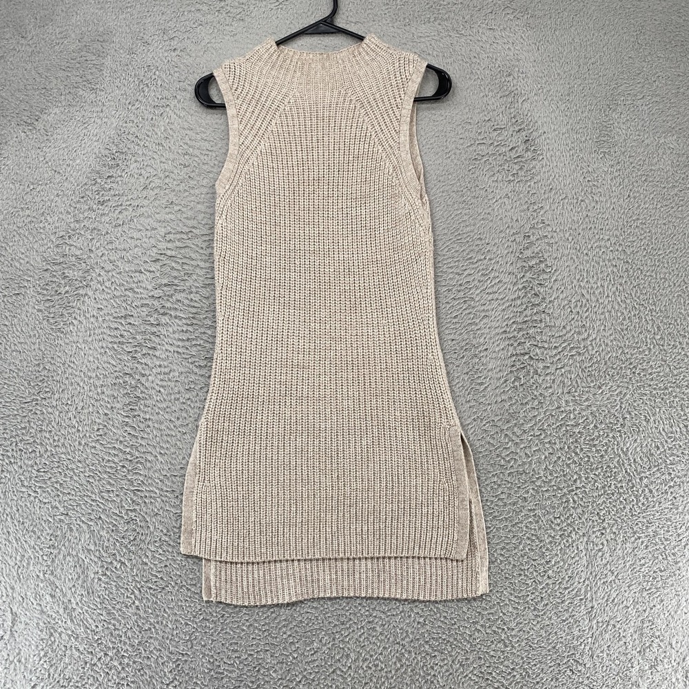 Toad&Co Sweater Tunic Womens XS Beige Mock Neck Sleeveless Merino Wool